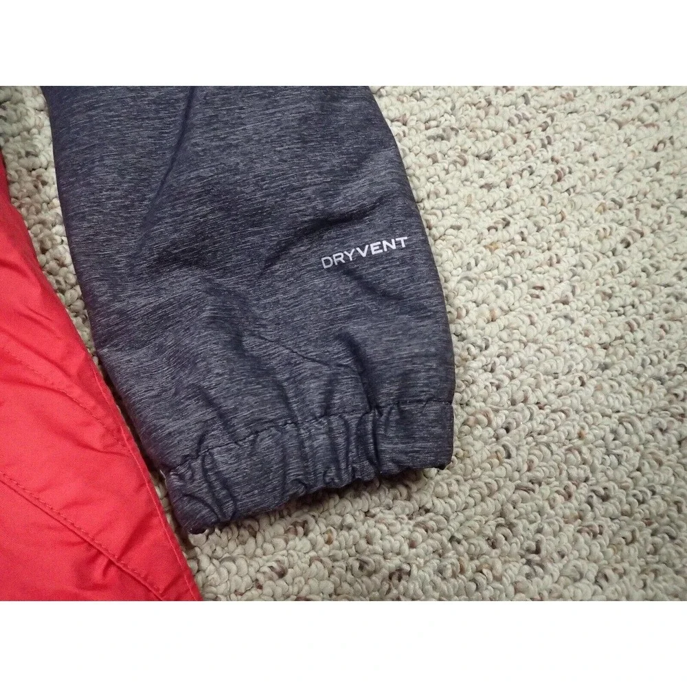 The North Face DryVent Jacket Boys 7/8 Grey Red Good Hooded Fleece‎ Lined Zip
